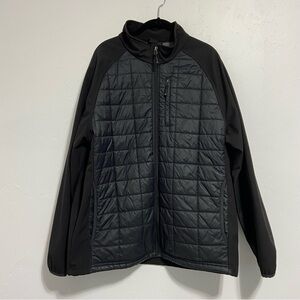 Solaris Black Quilted Puffer Jacket Fleece Lined Full Zip Men Large